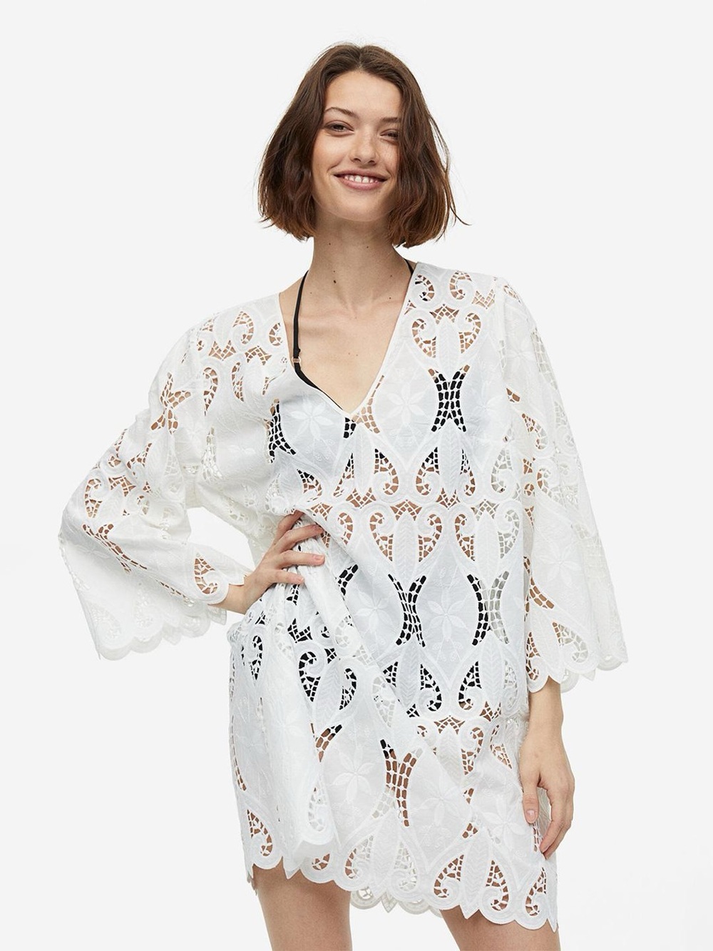 H&M white tunic swim cover